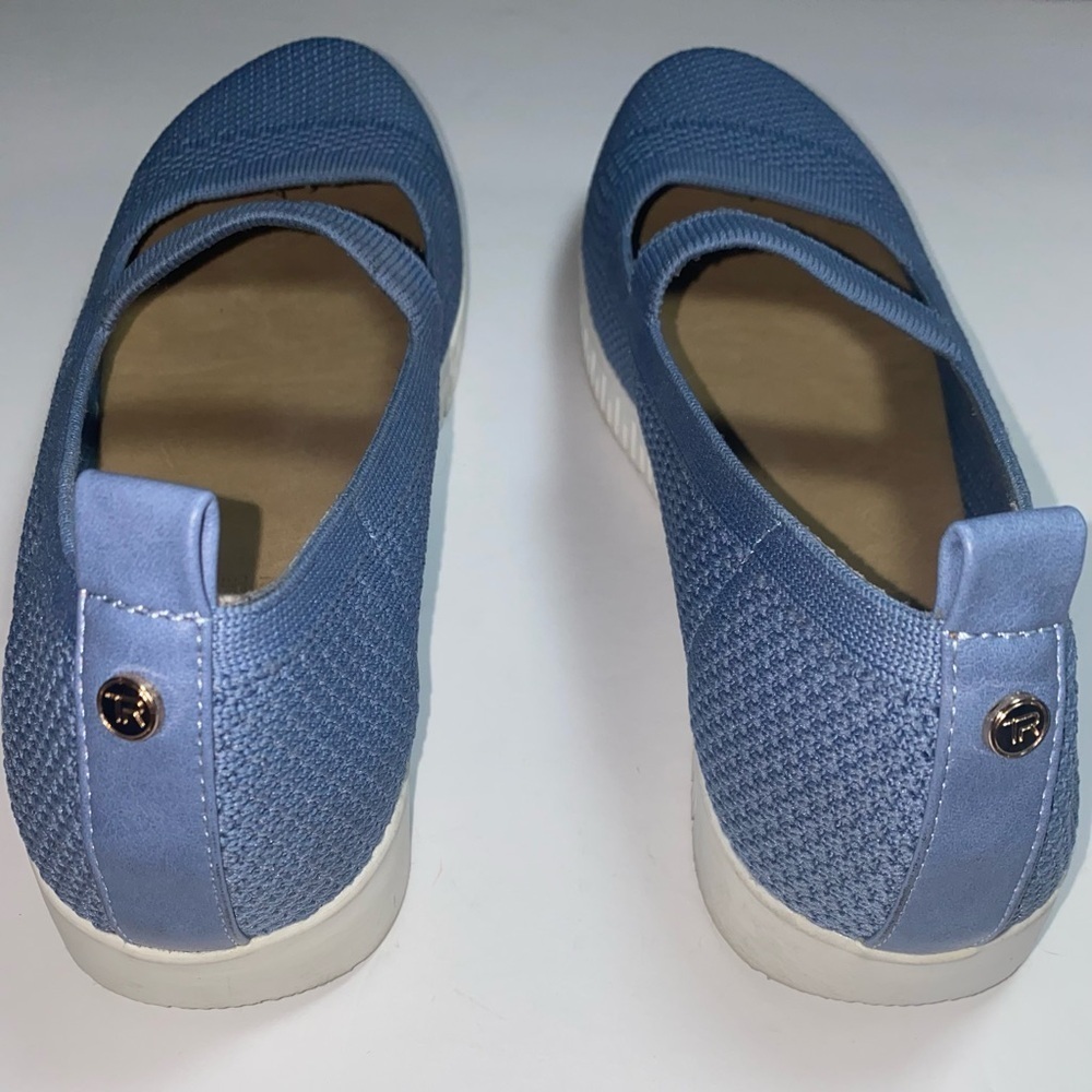 Taryn Rose Nordstrom Mary Jane Slip on Light Blue Flexible Knit Flats - Picture 5 of 6